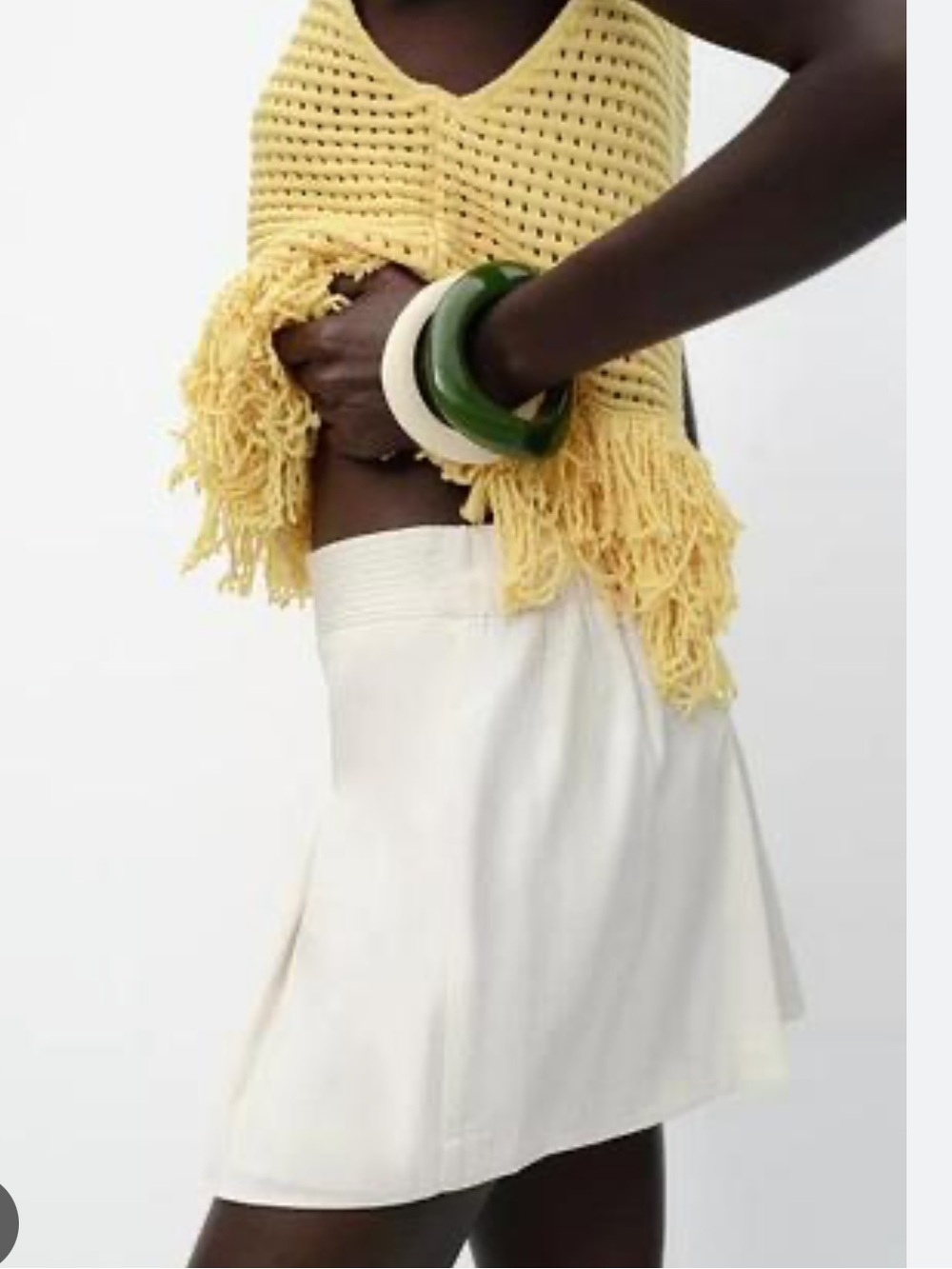 Zara Flat Front Pleated Skort  27s Cream Pleated Mini Skirt - - Picture 2 of 5